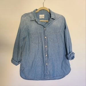 J Crew Chambray Button Down Shirt. Size 8